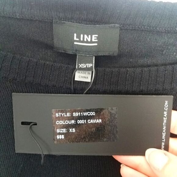 LINE Cashmere blend wide neck sweater Caviar Black XS NWT - Picture 4 of 7